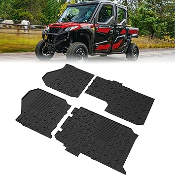 SAUTVS Front & Rear Floor Mats for Kawasaki Ridge Crew 4 Door 2025 2026 Accessories, TPE Waterproof Non-Slip 3D Extended Edge Easy to Clean Floor Liners (4PCS)